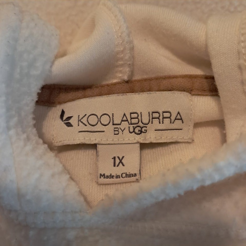 Koolaburra by UGG 1X Cream Long Sherpa Plush Hoodie Pullover Loungewear Coverup - Picture 7 of 7